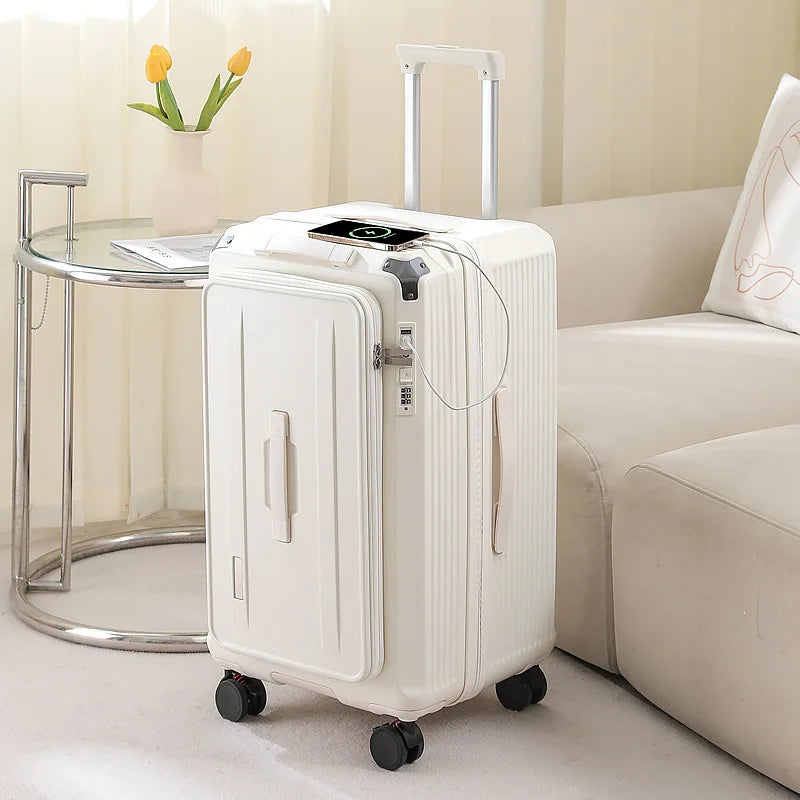 Trolley bag Side-Open Expandable Carry-on Suitcase