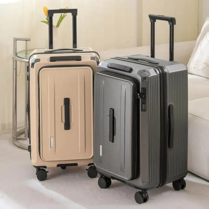 Trolley bag Side-Open Expandable Carry-on Suitcase