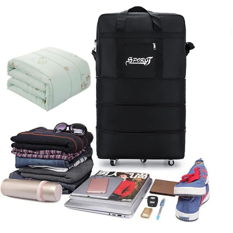 Travelling Pack Wheels For Women Men Expandable Foldable Trolley