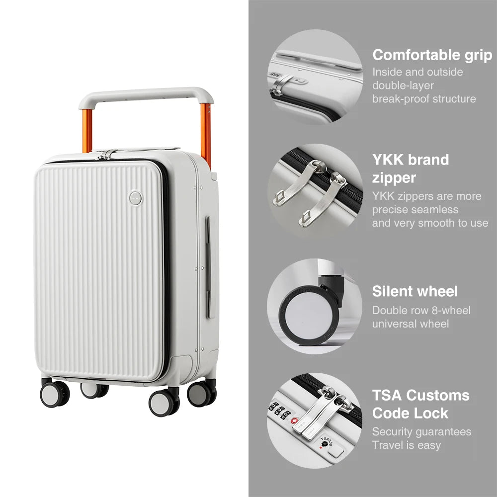Laptop Pocket Suitcase Wide Handle Travel Suitcase