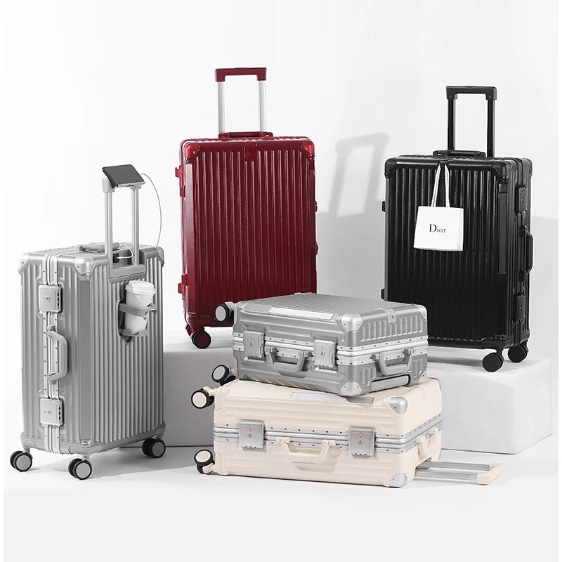 Aluminum Frame Trolley Case TSA password lock