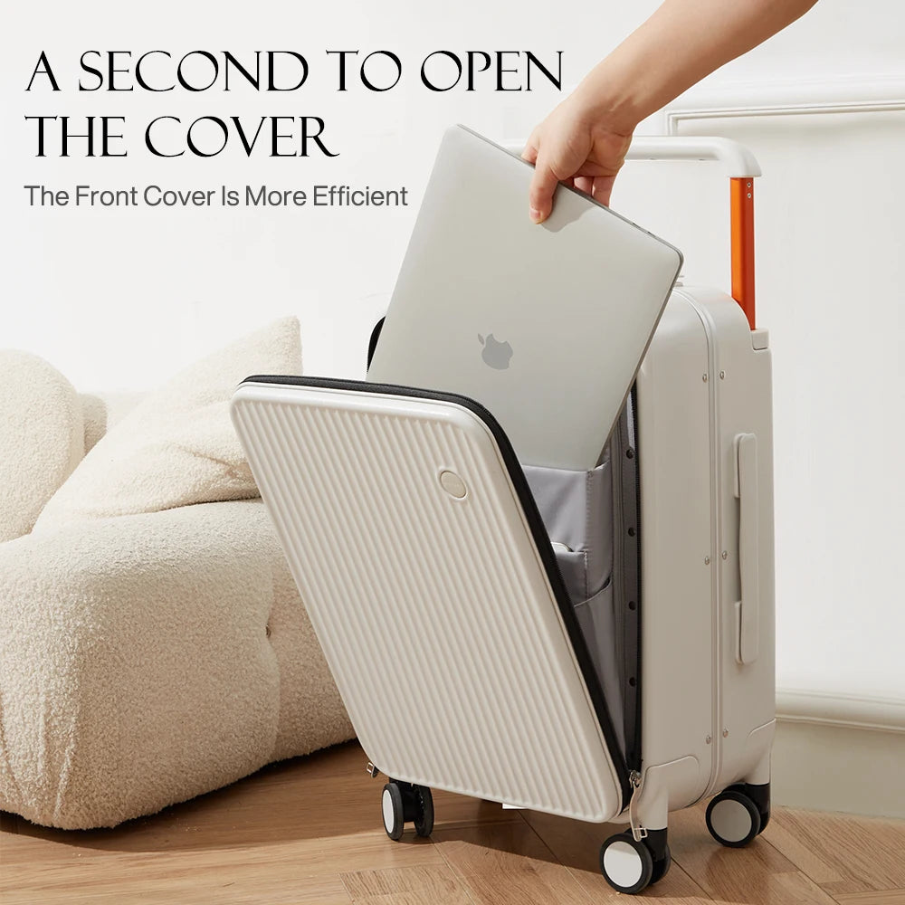 Laptop Pocket Suitcase Wide Handle Travel Suitcase