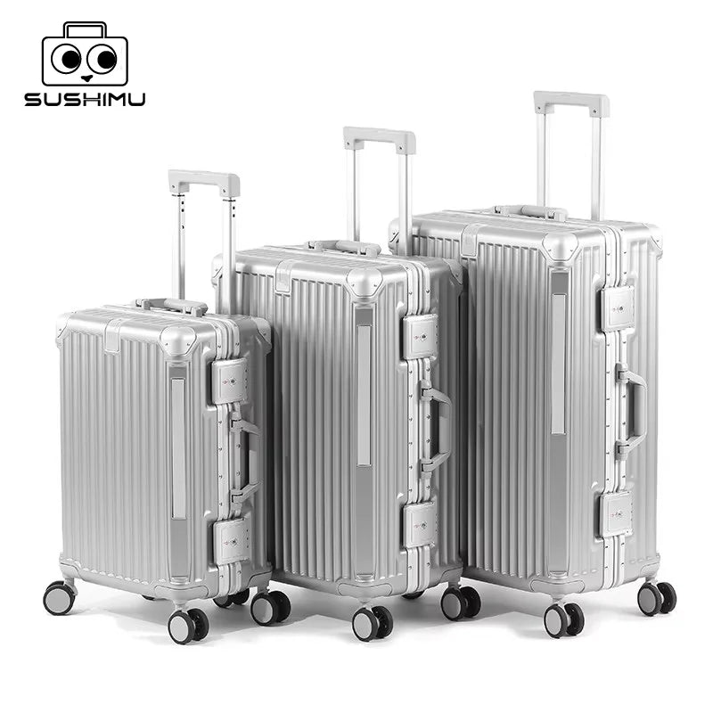Aluminum Frame Trolley Case TSA password lock