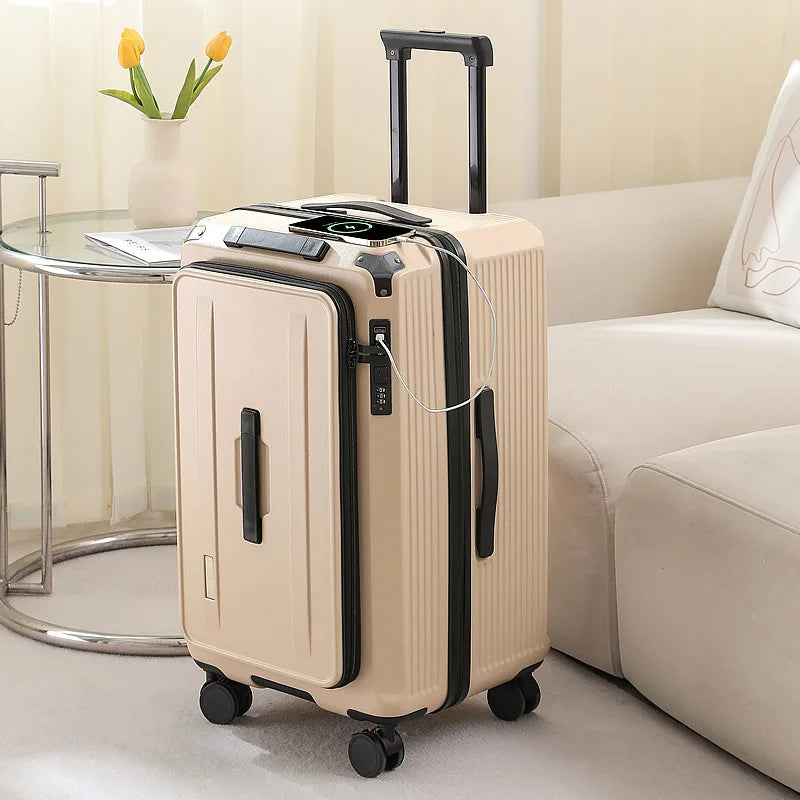 Trolley bag Side-Open Expandable Carry-on Suitcase